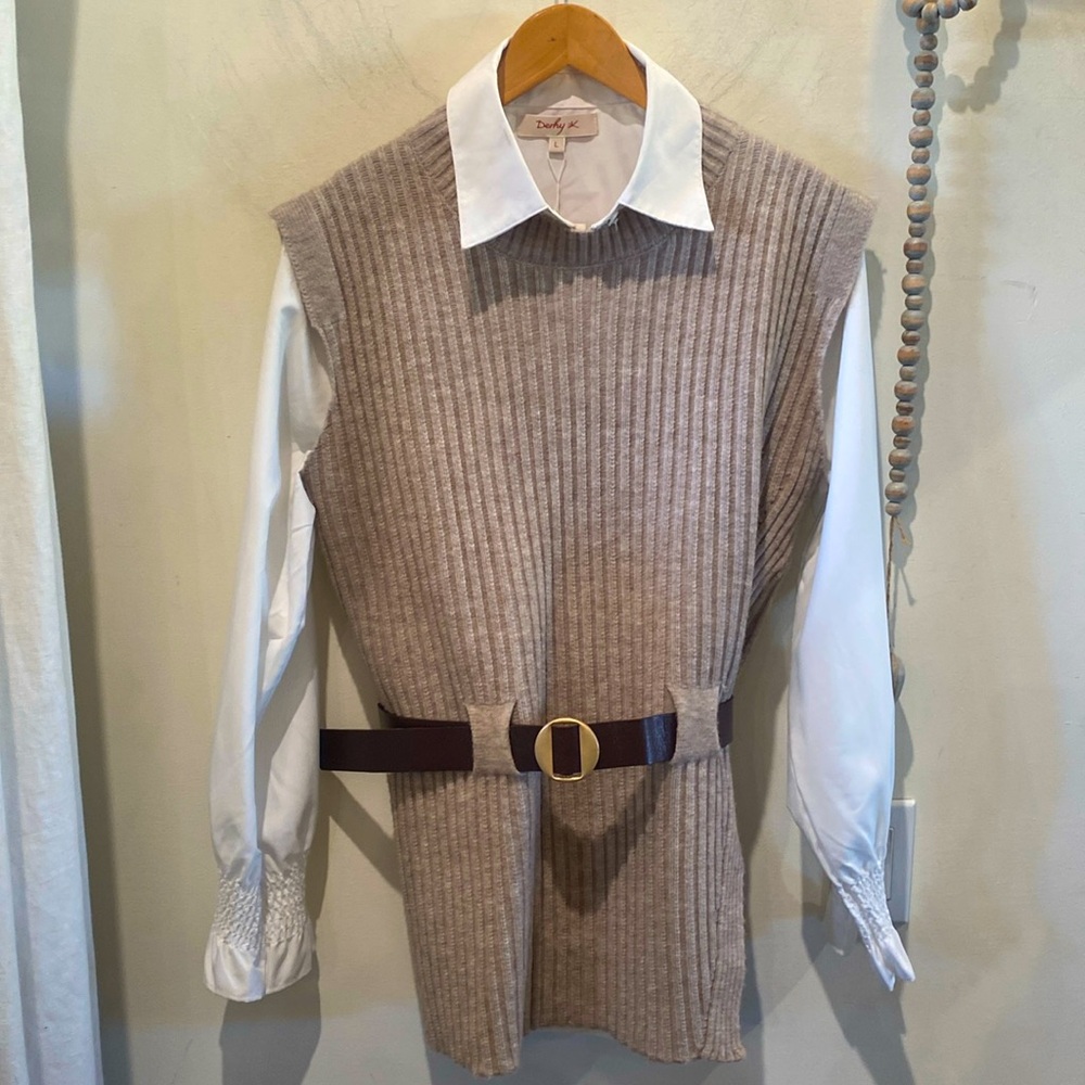 Derhy 2 pc pascalibr sweater/shirt set-cream